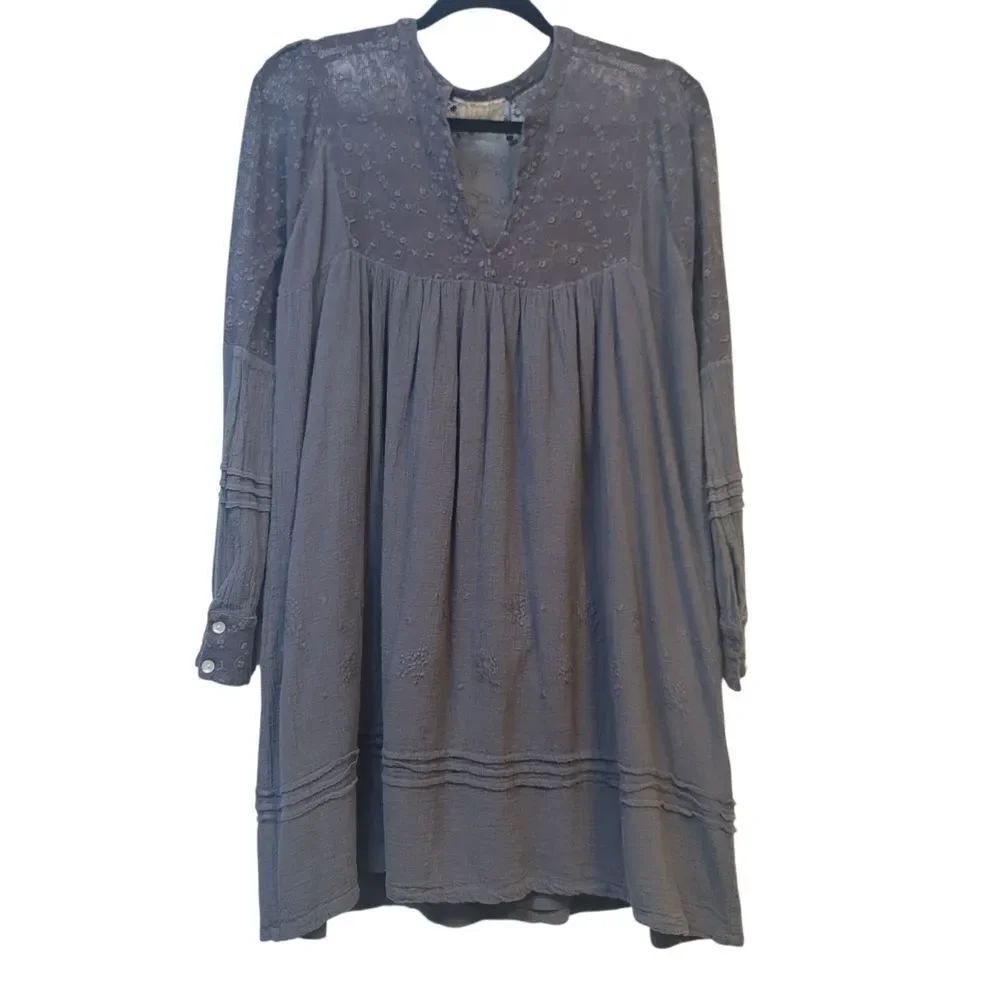 Chic Boho Flowy Textured Tunic Dress S/M